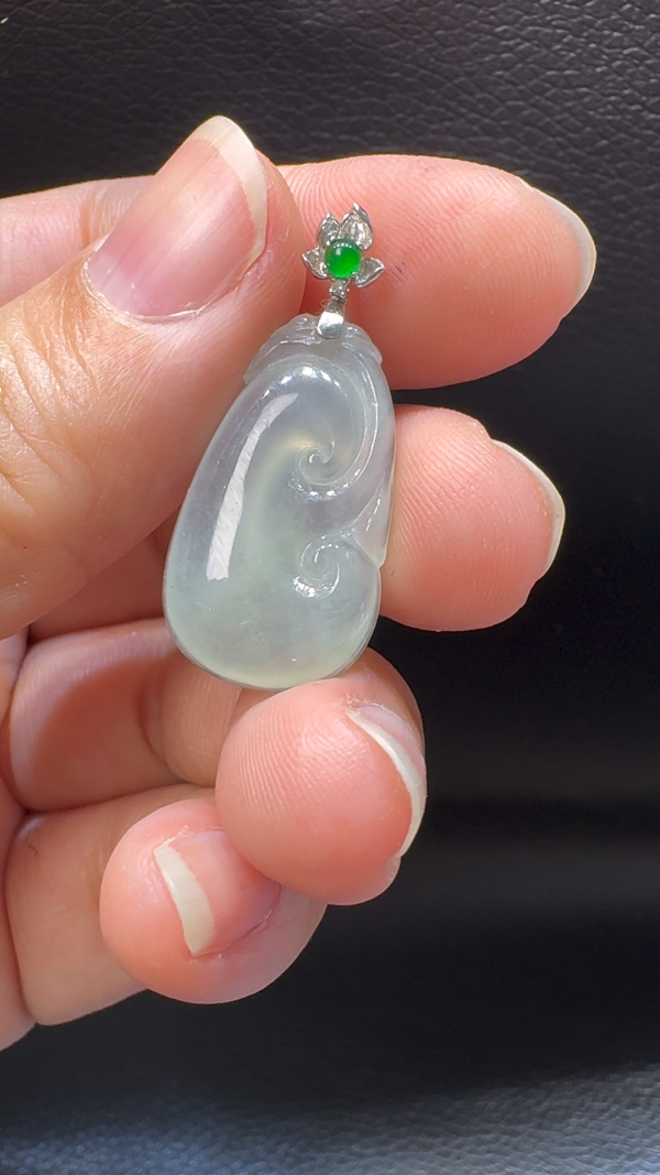 18K翡翠A貨玉器如意翡翠吊墜 整個 32-14-4.6mm - Image 7