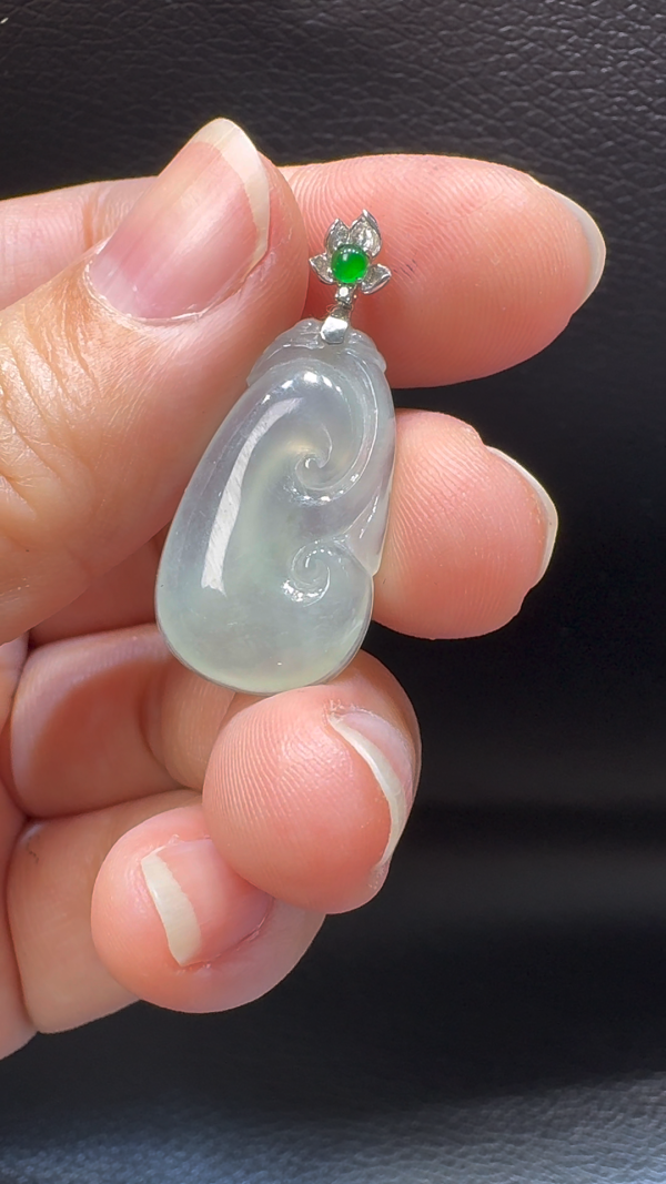 18K翡翠A貨玉器如意翡翠吊墜 整個 32-14-4.6mm - Image 5
