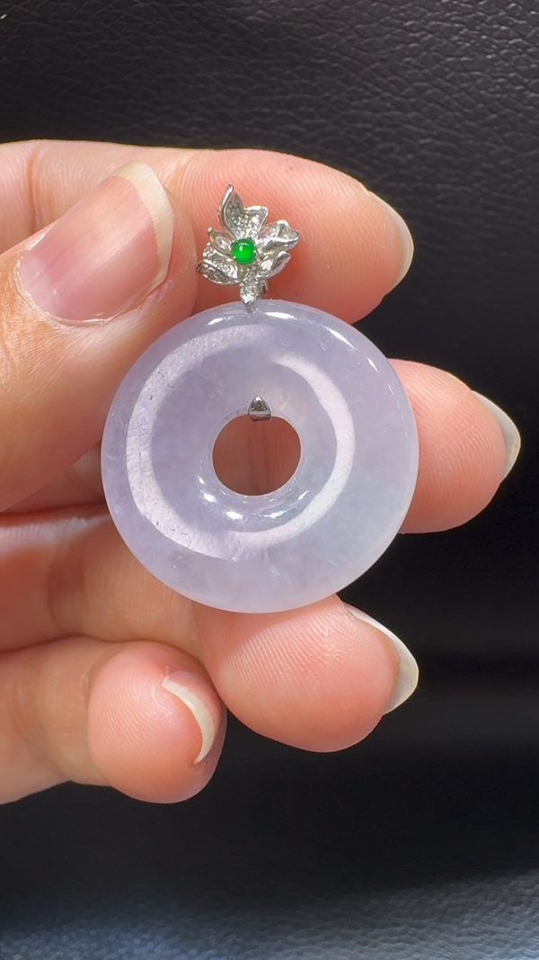 18K翡翠A貨玉器平安扣平安環翡翠吊墜 整個 35-25-5.7mm - Image 5