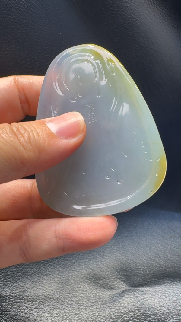 翡翠A貨玉器自在觀音翡翠吊墜 69-51-10mm - Image 9
