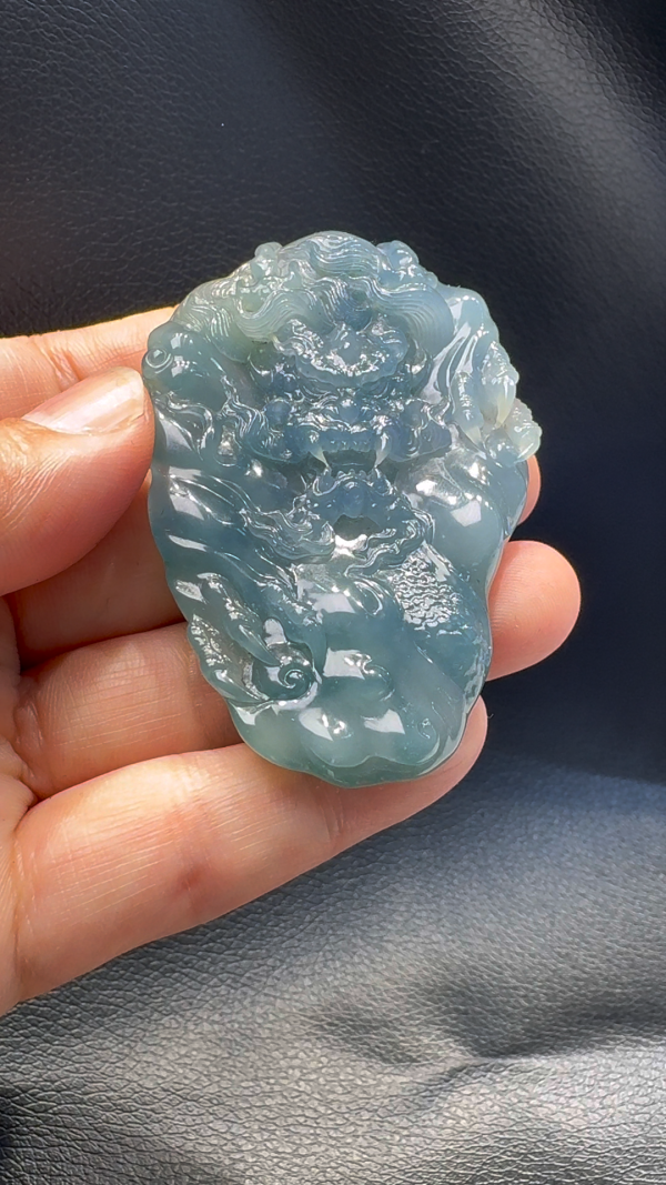 翡翠A貨玉器紫羅蘭龍牌翡翠吊墜 69-45-11mm - Image 8