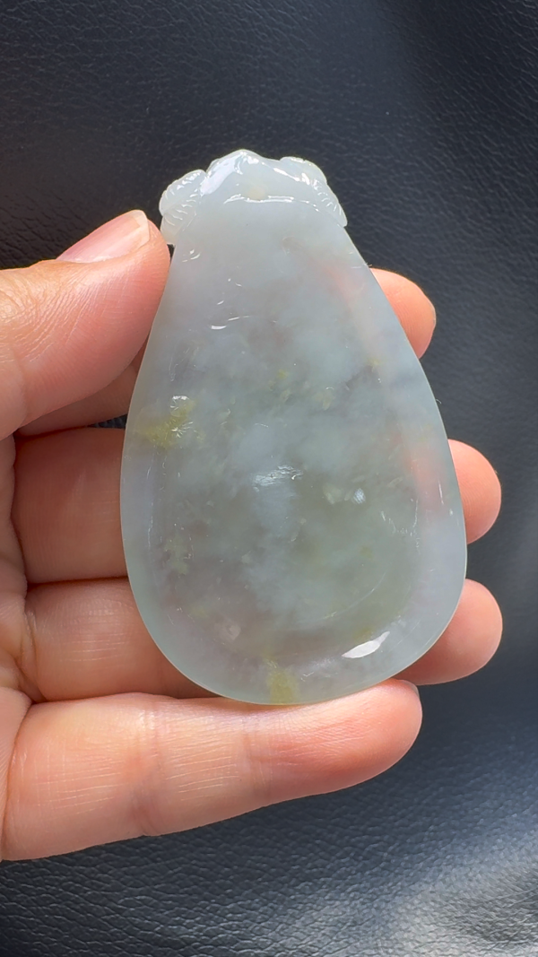 翡翠A貨玉器山水牌翡翠吊墜 68-43-5.8mm - Image 7