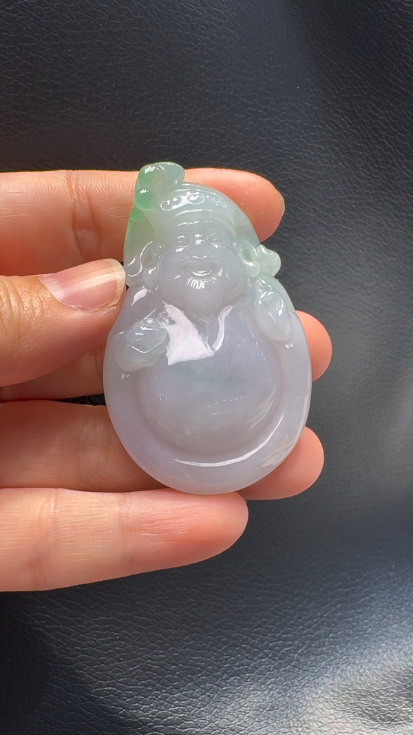 翡翠A貨玉器財神翡翠吊墜 55-36-11mm
