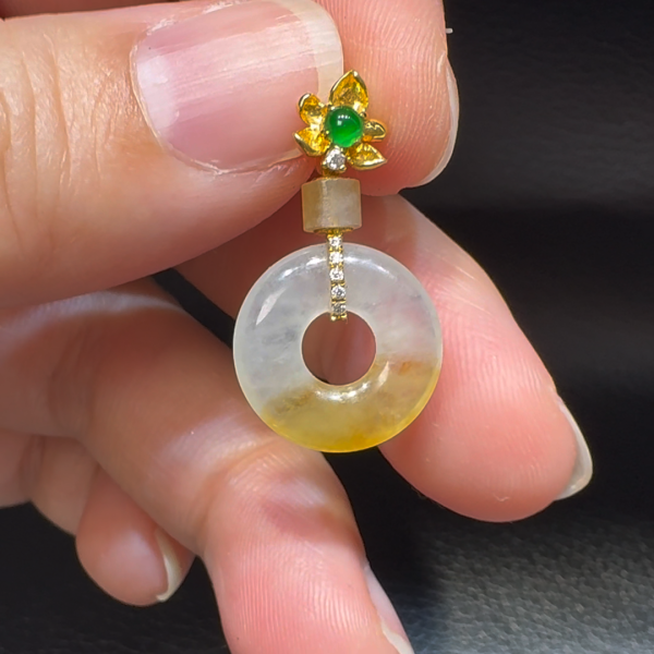 18K翡翠A貨玉器平安扣平安環翡翠吊墜 主石6.7-4.6mm - Image 4