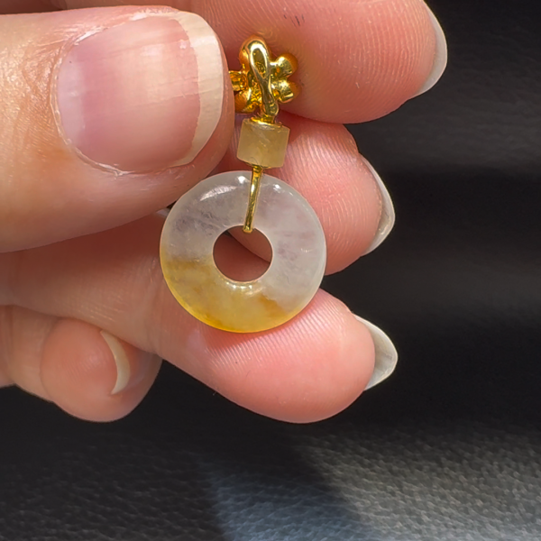 18K翡翠A貨玉器平安扣平安環翡翠吊墜 主石6.7-4.6mm - Image 5