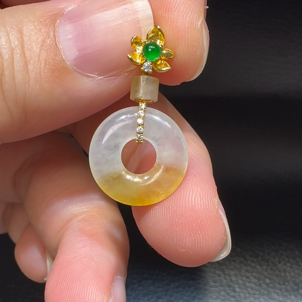 18K翡翠A貨玉器平安扣平安環翡翠吊墜 主石6.7-4.6mm - Image 7
