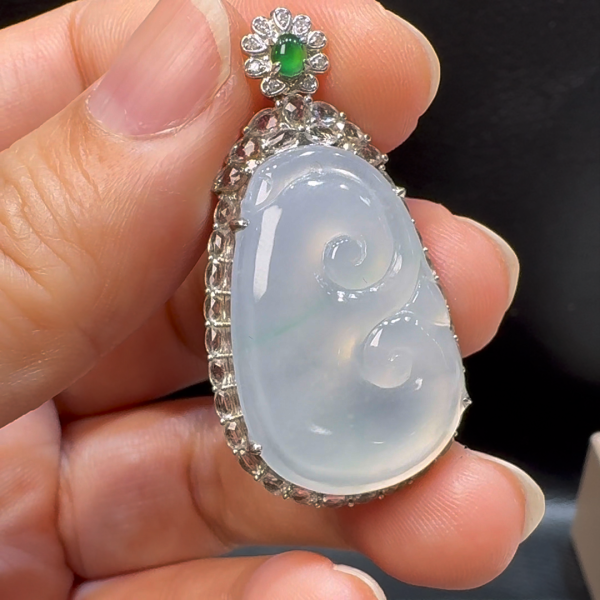 18K翡翠A貨玉器如意翡翠吊墜 40-21-9.7mm - Image 6