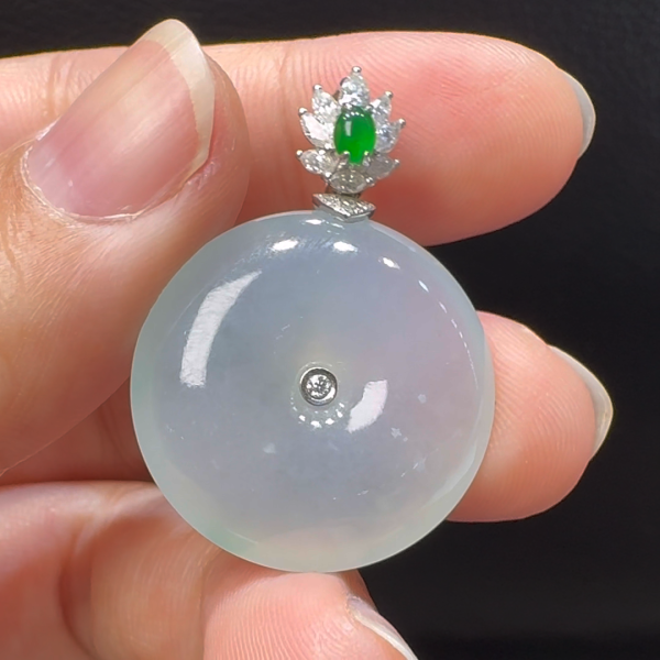 18K翡翠A貨玉器平安扣玉扣翡翠吊墜 整個33-24-6.3mm - Image 3