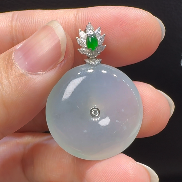 18K翡翠A貨玉器平安扣玉扣翡翠吊墜 整個33-24-6.3mm - Image 4