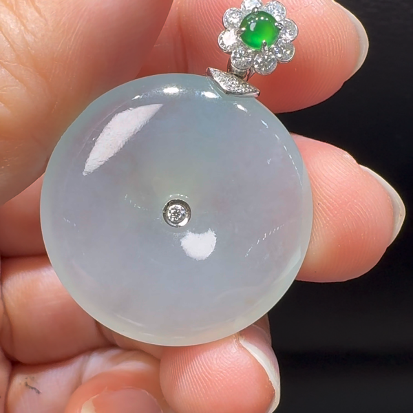 18K翡翠A貨玉器平安扣玉扣翡翠吊墜 整個37-27-6mm - Image 4