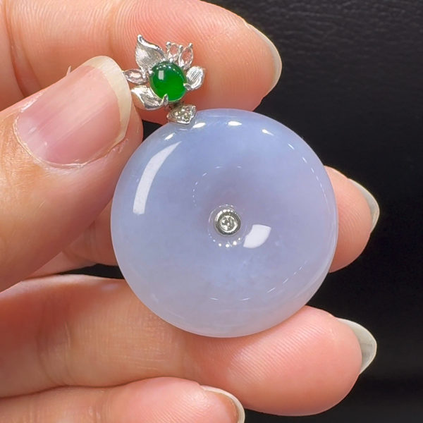 18K翡翠A貨玉器平安扣玉扣翡翠吊墜 整個37-27-6.4mm - Image 3