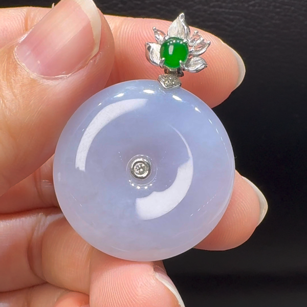 18K翡翠A貨玉器平安扣玉扣翡翠吊墜 整個37-27-6.4mm - Image 4
