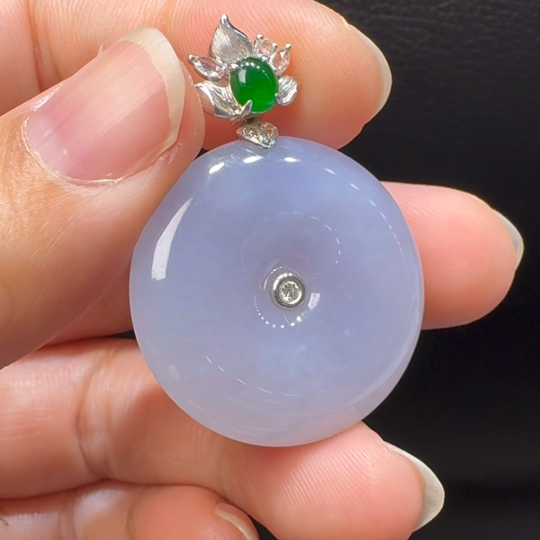 18K翡翠A貨玉器平安扣玉扣翡翠吊墜 整個37-27-6.4mm - Image 6