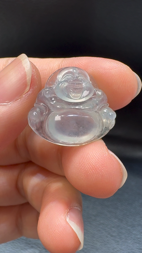 翡翠A貨玉器玉佛公彌勒佛翡翠吊墜 20-23-5.4mm - Image 2