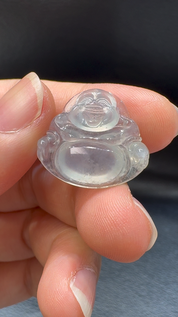 翡翠A貨玉器玉佛公彌勒佛翡翠吊墜 20-23-5.4mm - Image 5