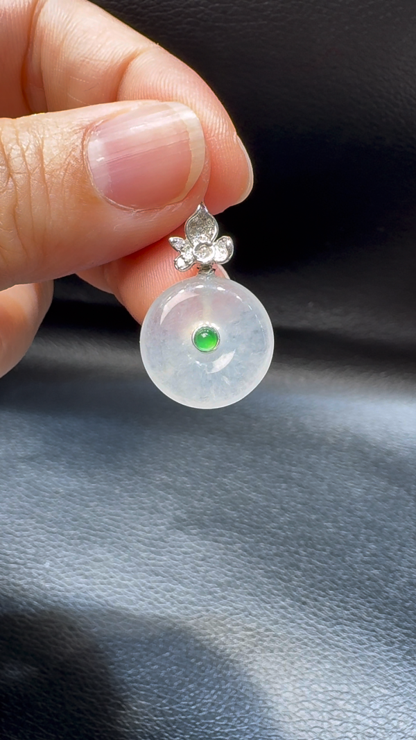 18K翡翠A貨玉器平安扣玉扣翡翠吊墜 整個23-16-4.7mm - Image 3