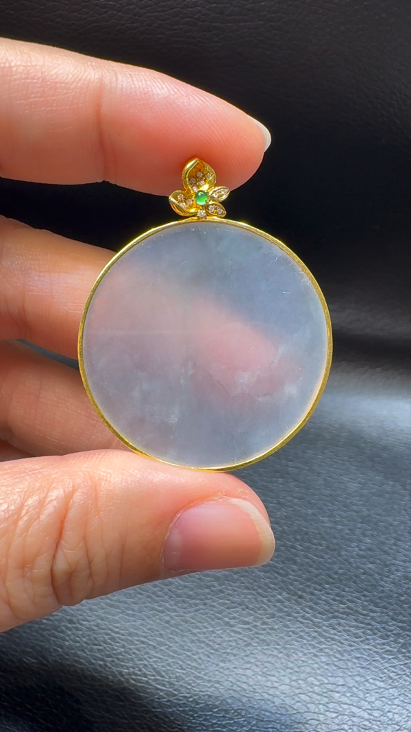 18K翡翠A貨玉器無事牌翡翠吊墜 整個 40-32-3.2mm
