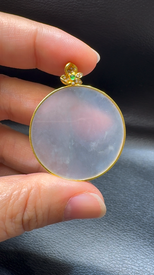 18K翡翠A貨玉器無事牌翡翠吊墜 整個 40-32-3.2mm - Image 2