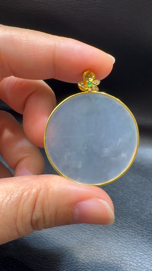 18K翡翠A貨玉器無事牌翡翠吊墜 整個 40-32-3.2mm - Image 4