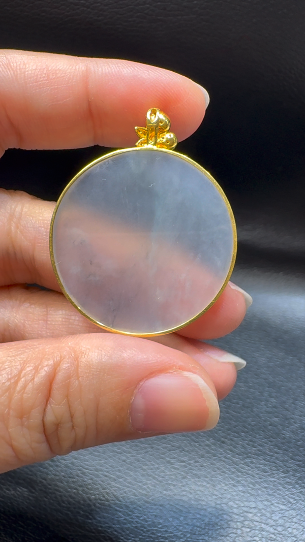 18K翡翠A貨玉器無事牌翡翠吊墜 整個 40-32-3.2mm - Image 5