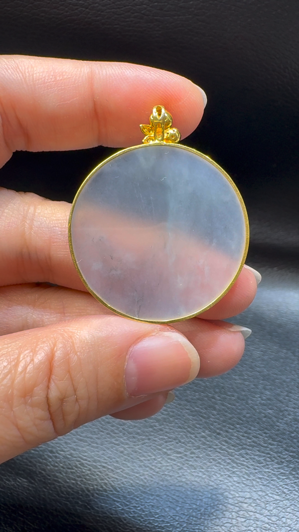 18K翡翠A貨玉器無事牌翡翠吊墜 整個 40-32-3.2mm - Image 6