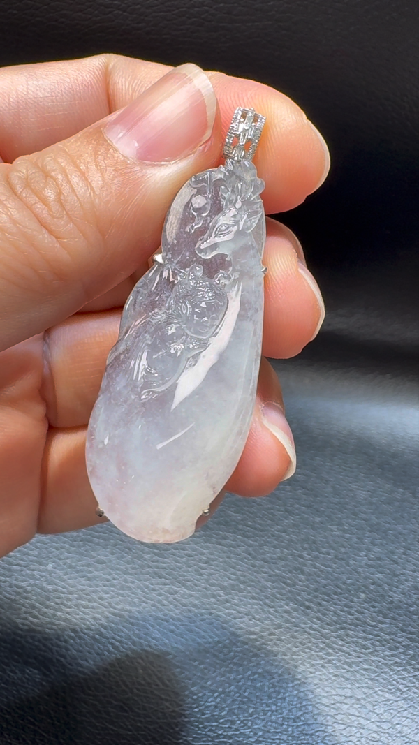 18K翡翠A貨玉器觀音翡翠吊墜 整個52-18-9.4mm - Image 4