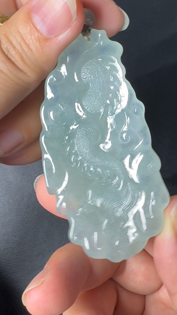 翡翠直播商品#48 - 精雕龍牌翡翠吊墜 - Image 3