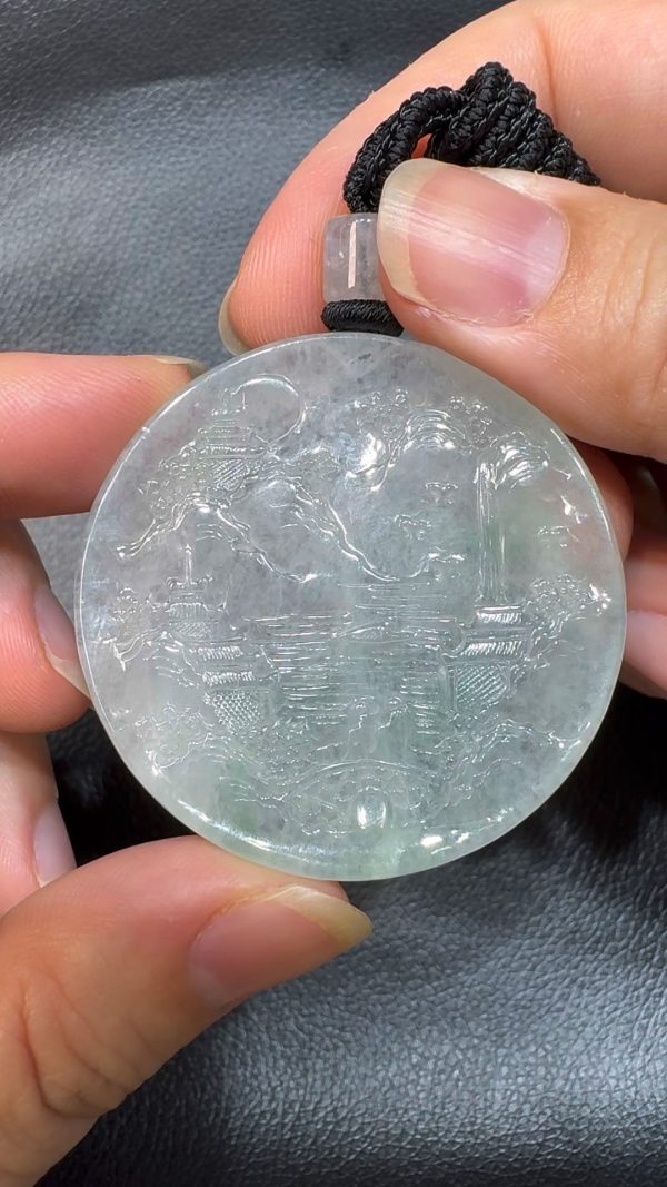 翡翠直播商品#51-翡翠A貨山水牌翡翠吊墜
