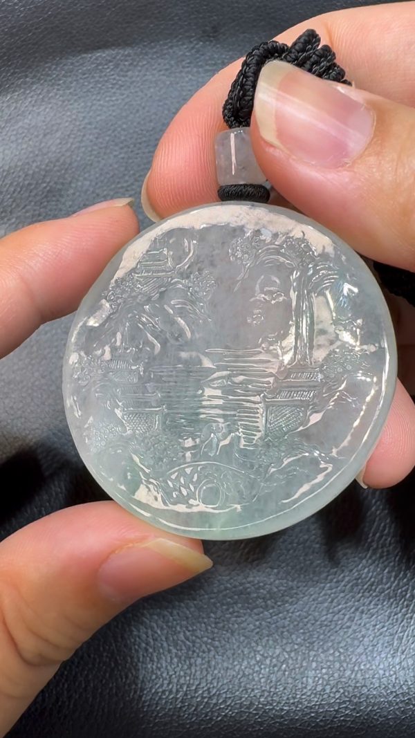 翡翠直播商品#51-翡翠A貨山水牌翡翠吊墜 - Image 2