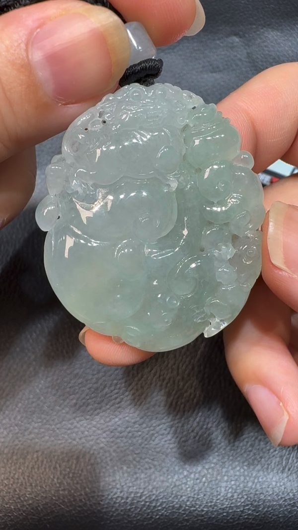 翡翠直播商品#52-翡翠A貨母子貔貅如意翡翠吊墜 - Image 2