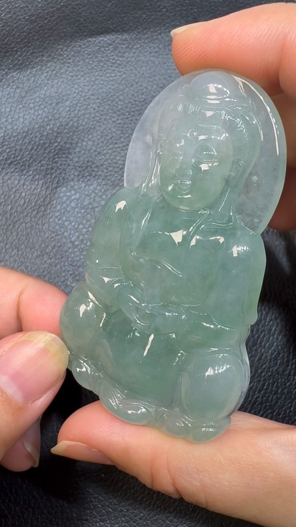 翡翠直播商品#62-翡翠玉器正裝觀音翡翠吊墜 - Image 3