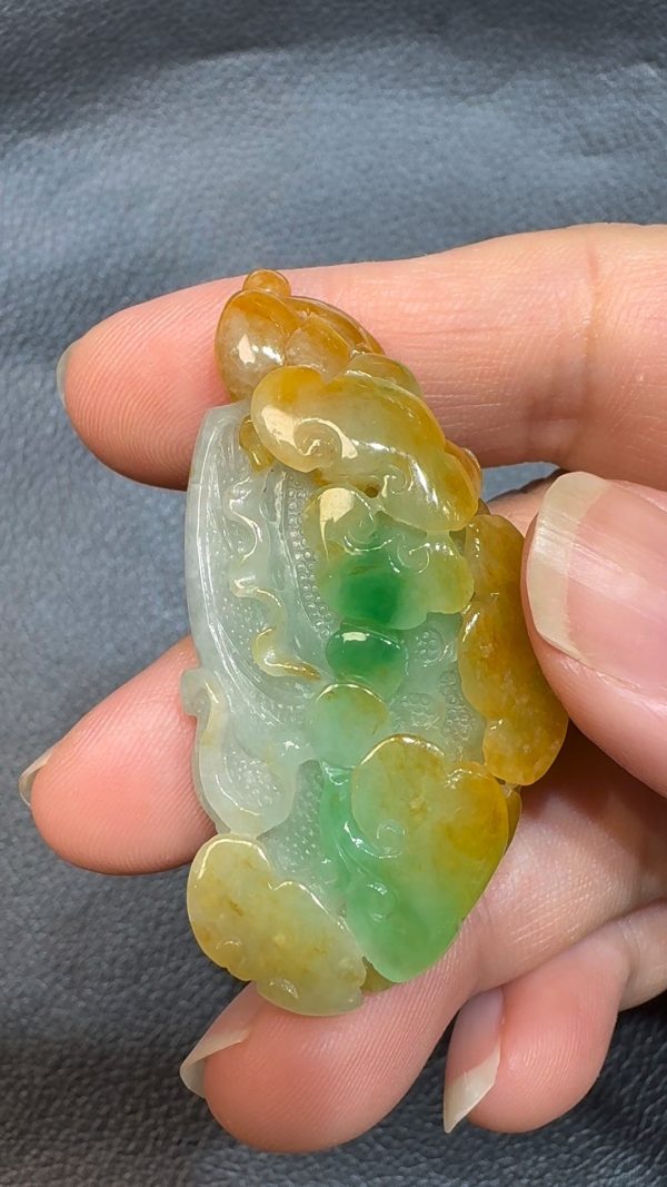 翡翠直播商品#65-翡翠A貨黃綠雙色翡翠旺財旺財吊墜 - Image 2