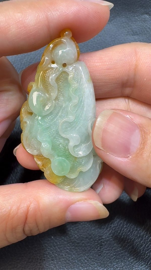 翡翠直播商品#65-翡翠A貨黃綠雙色翡翠旺財旺財吊墜 - Image 5