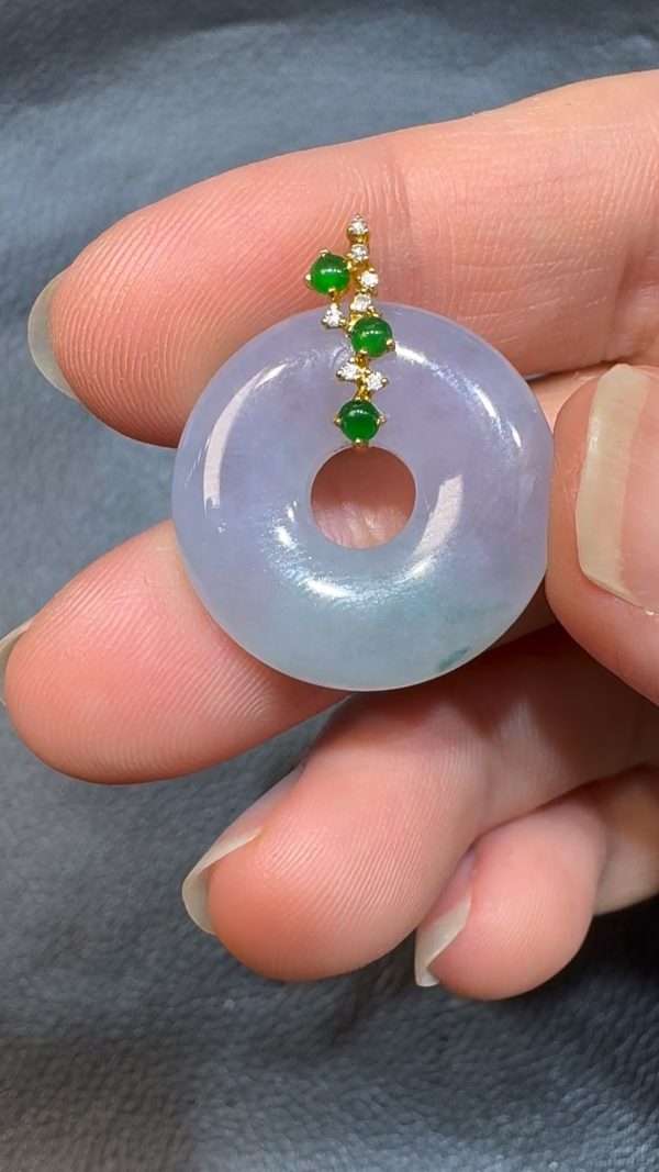 翡翠直播商品#70-18k白金鑽石春彩平安扣平安環 - Image 2