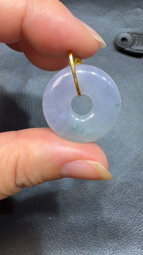翡翠直播商品#70-18k白金鑽石春彩平安扣平安環 - Image 4