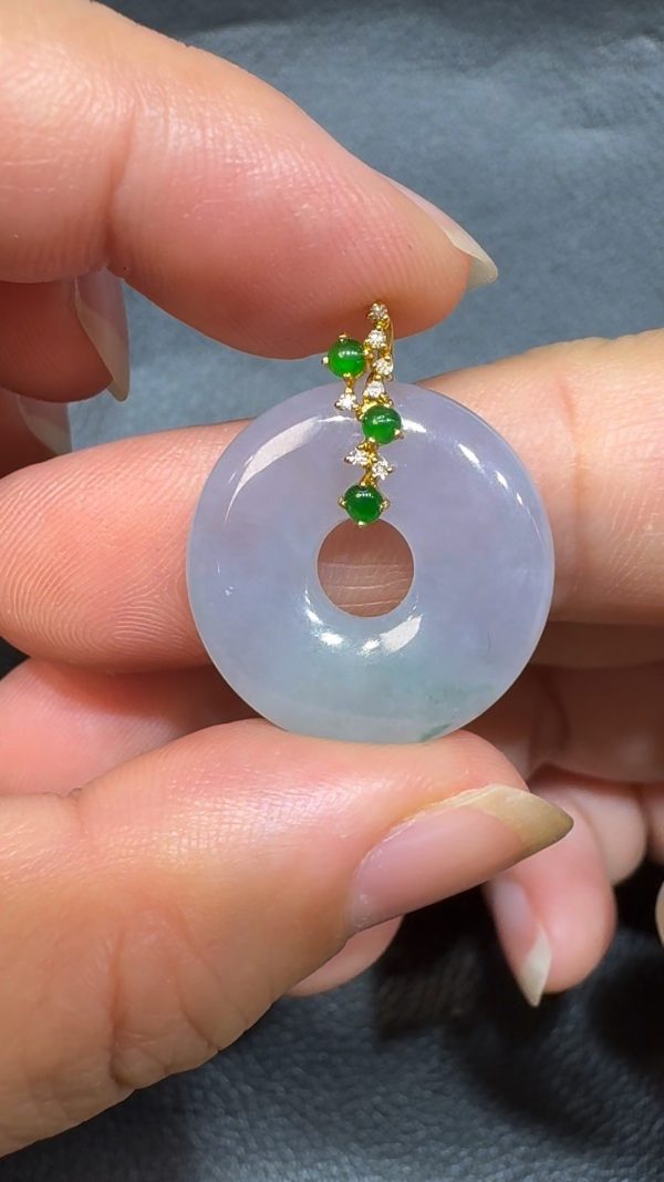 翡翠直播商品#70-18k白金鑽石春彩平安扣平安環 - Image 3