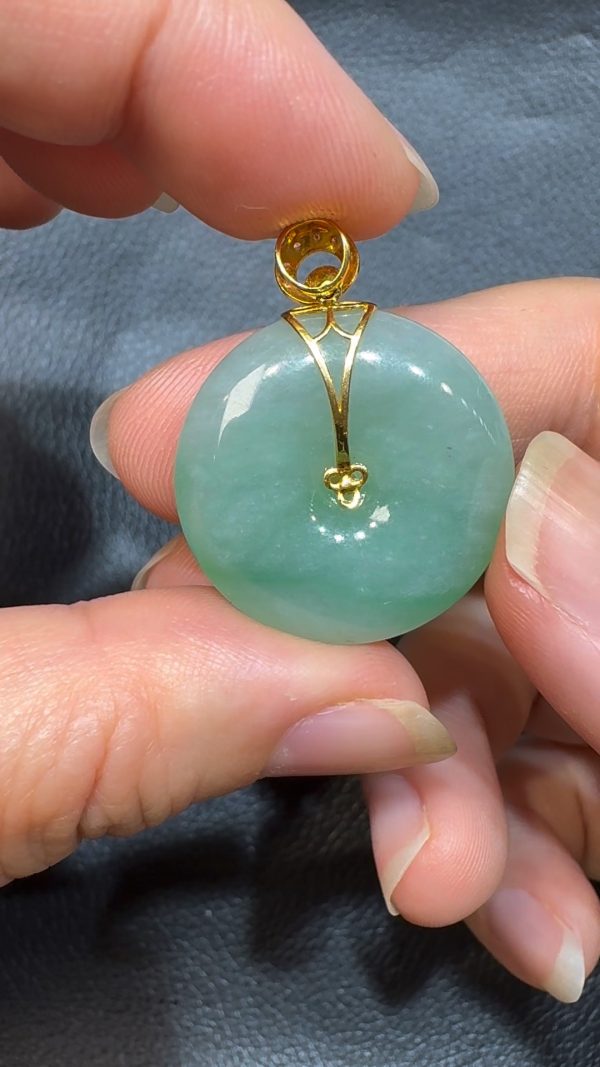 翡翠直播商品#71- 18K黃金翡翠平安扣吊墜 - Image 3