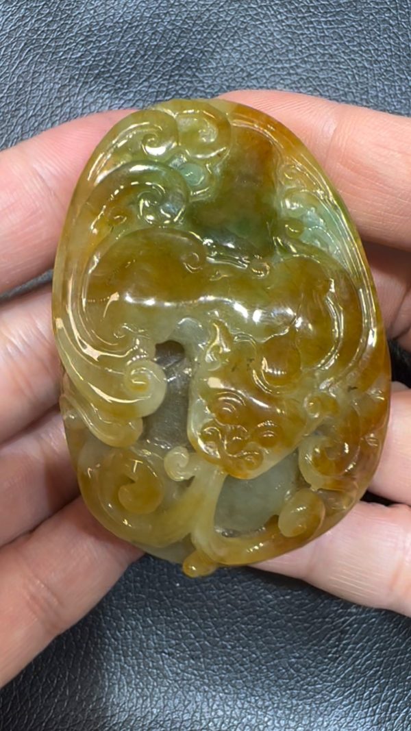 翡翠直播商品#74-翡翠玉器黃翡福祿翡翠吊墜 - Image 3