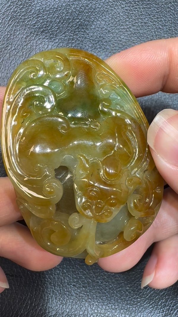 翡翠直播商品#74-翡翠玉器黃翡福祿翡翠吊墜 - Image 2