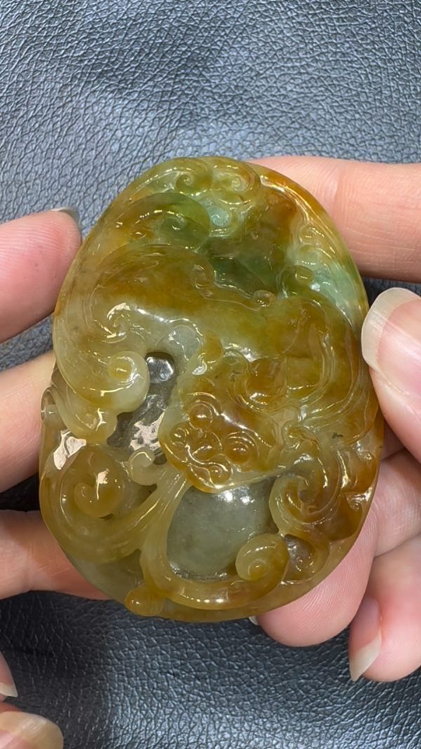 翡翠直播商品#74-翡翠玉器黃翡福祿翡翠吊墜 - Image 4