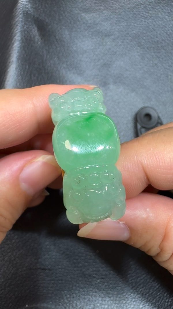 翡翠直播商品#80 - 18K黃金雙龍戲珠翡翠戒指 - Image 5