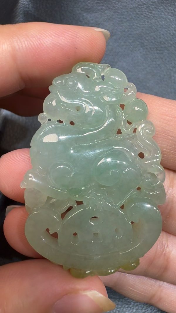 翡翠直播商品#82 - 翡翠旺財貔貅吊墜 鏤空雕刻 - Image 3