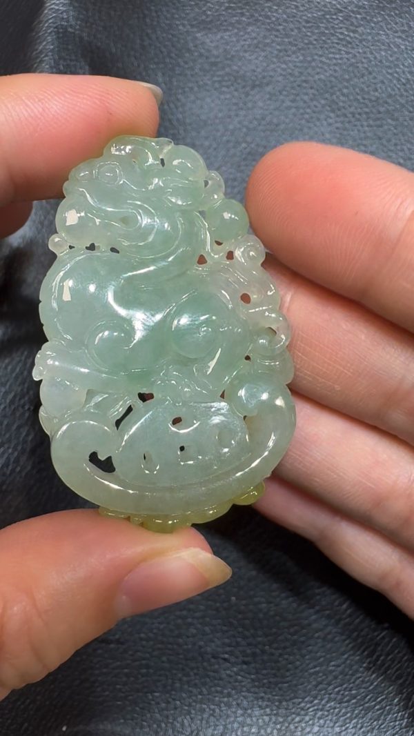 翡翠直播商品#82 - 翡翠旺財貔貅吊墜 鏤空雕刻 - Image 2