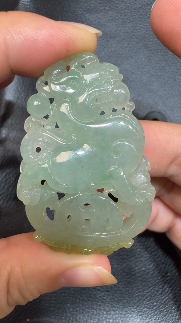 翡翠直播商品#82 - 翡翠旺財貔貅吊墜 鏤空雕刻 - Image 5
