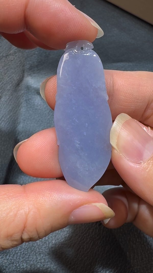 翡翠直播商品#85-天然A級翡翠紫羅蘭樹葉翡翠吊墜 - Image 5