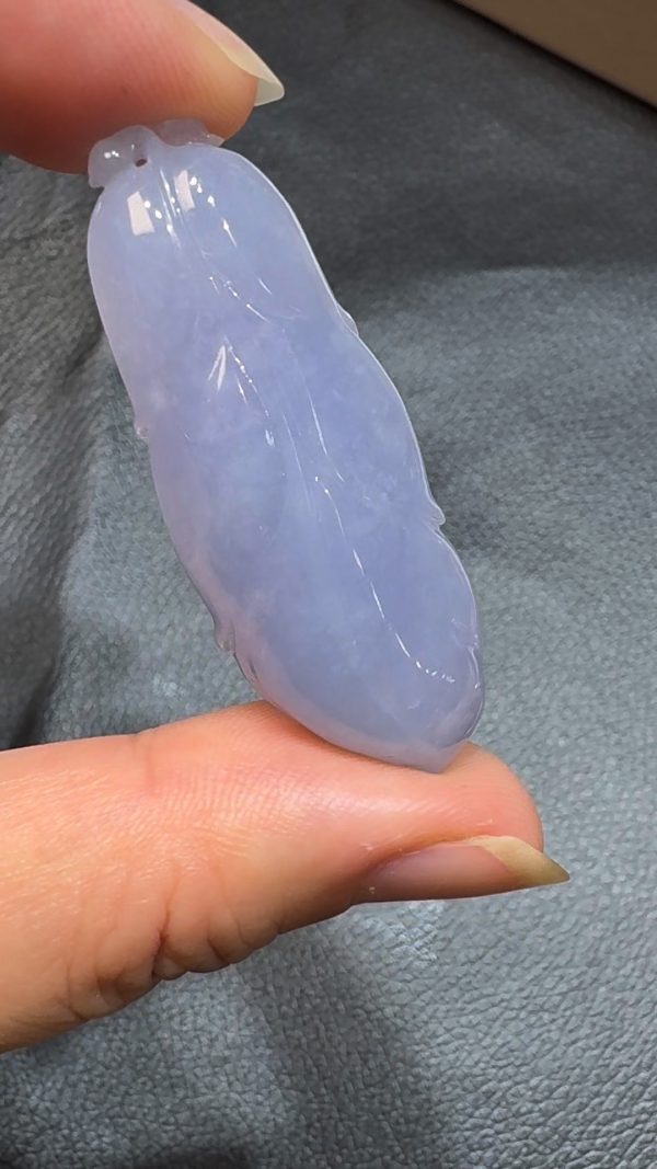 翡翠直播商品#85-天然A級翡翠紫羅蘭樹葉翡翠吊墜 - Image 4