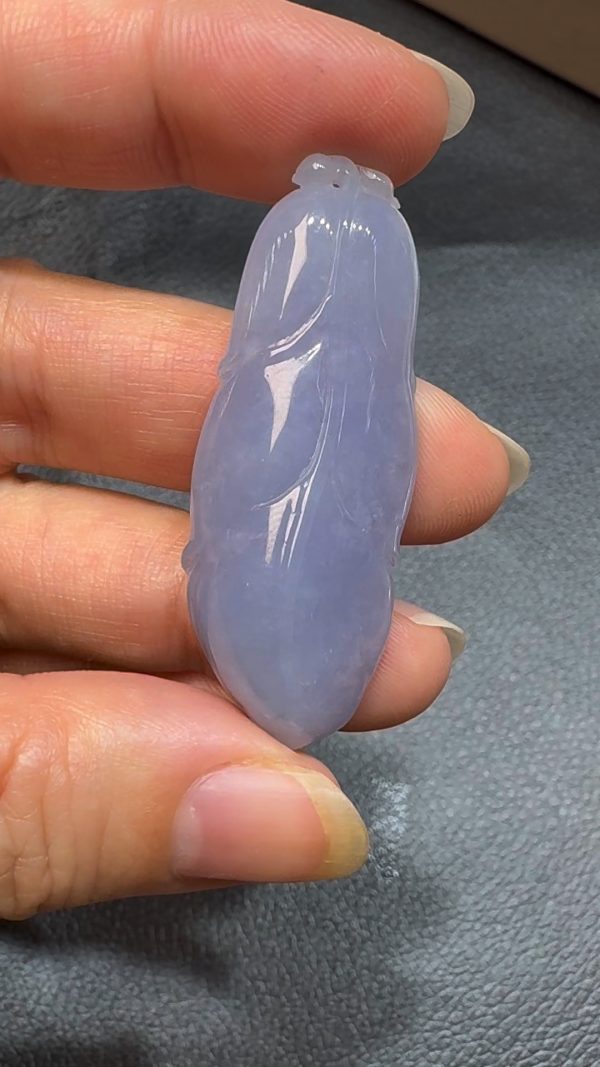 翡翠直播商品#85-天然A級翡翠紫羅蘭樹葉翡翠吊墜 - Image 3