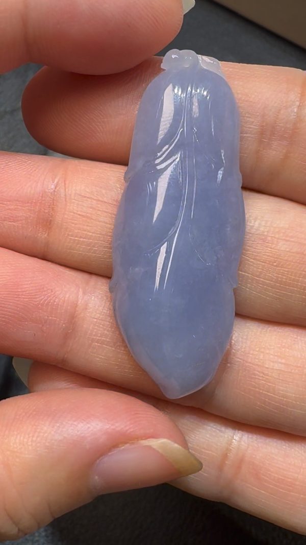 翡翠直播商品#85-天然A級翡翠紫羅蘭樹葉翡翠吊墜