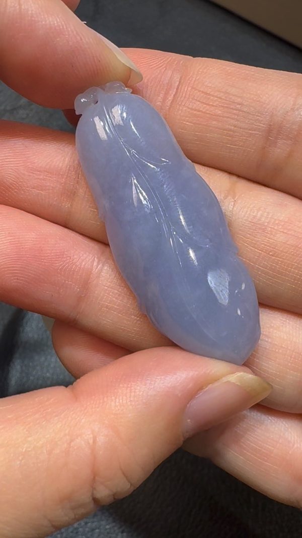 翡翠直播商品#85-天然A級翡翠紫羅蘭樹葉翡翠吊墜 - Image 6