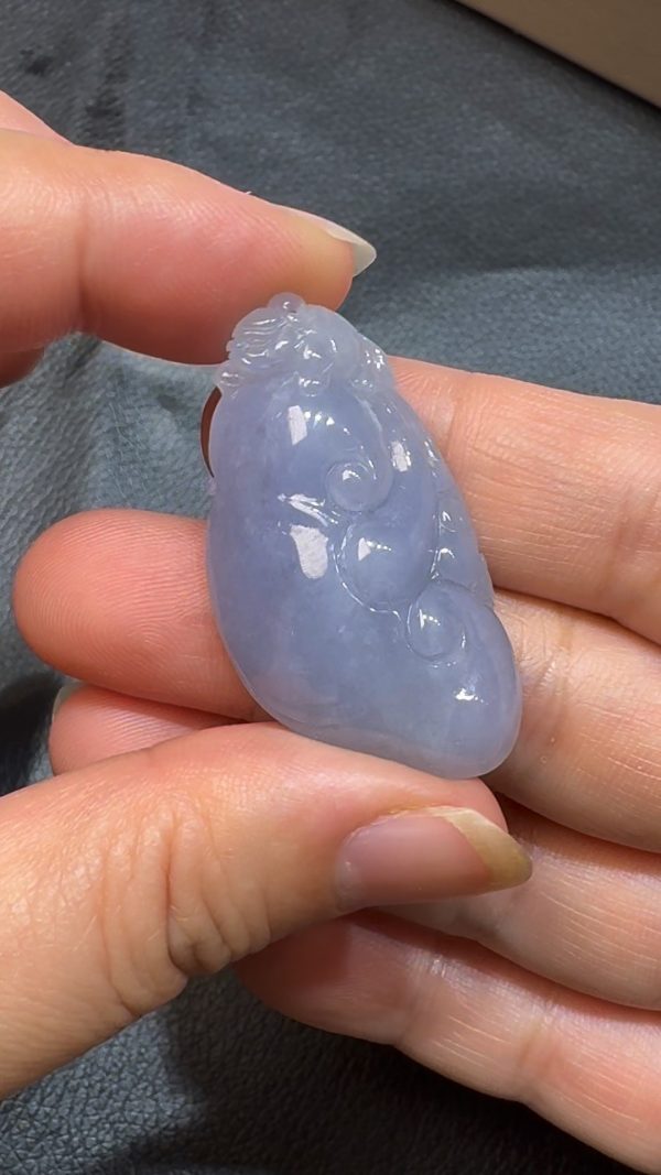 翡翠直播商品#86-天然A級翡翠紫羅蘭如意翡翠吊墜 - Image 3